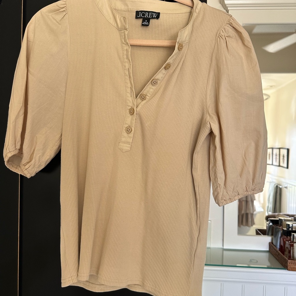 J. Crew puffy sleeve ribbed shirt